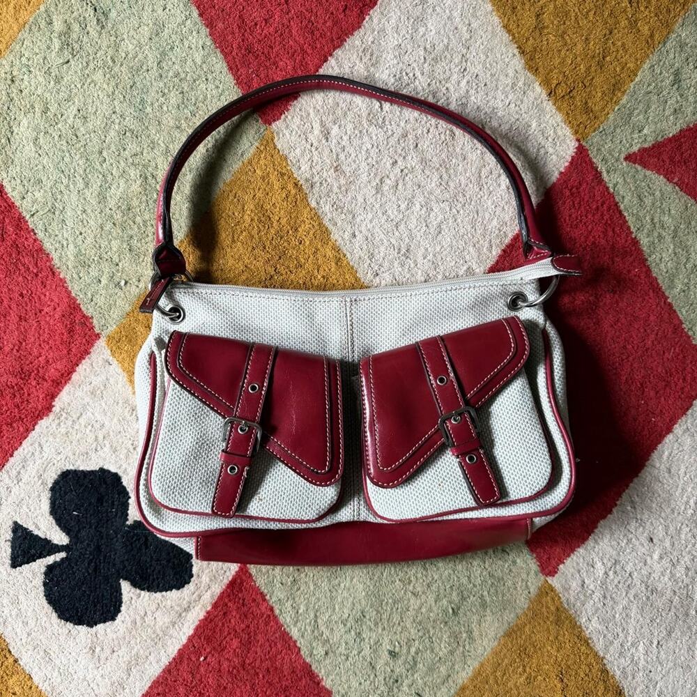 Vintage white red handbag